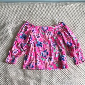 Lilly Pulitzer Floral Pink Off-Shoulder Lessa Top Brand New SWT Size Medium